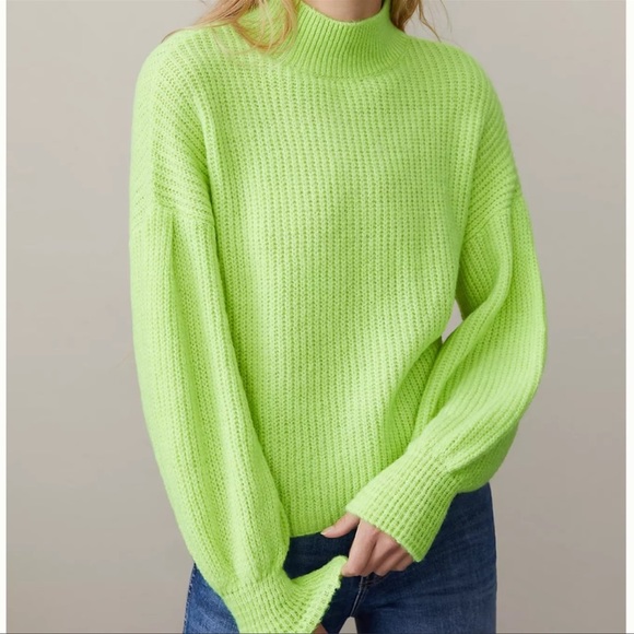 Anthropologie Sweaters - Anthropologie Maeve Betty Neon Balloon Puff Sleeve Mock Neck Chunky